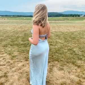Elegant Blue Strapless Dress